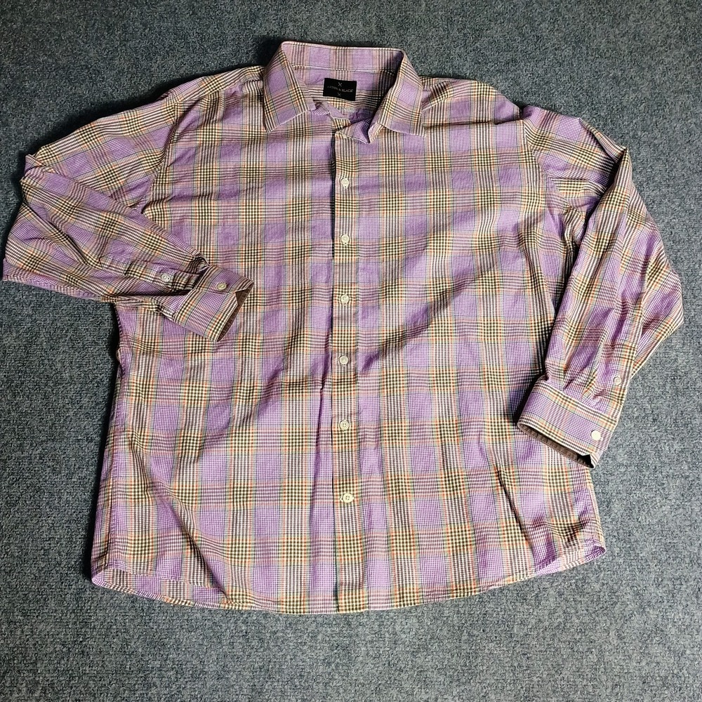 Astor & Black Men's XL Custom Dress Shirt Purple Plaid 100% Cotton